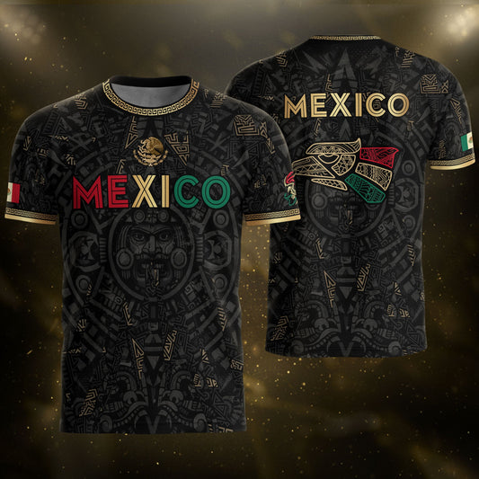 Mexico Soccer Jersey Men – Black Gold Mexican Jersey, Playera de Mexico Hombre