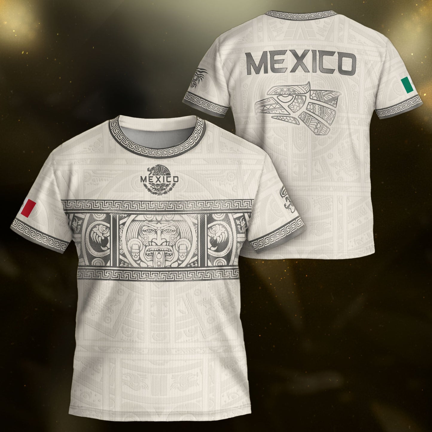 Mexico Kids Soccer Jersey Aztec Art White Youth Football Shirt Toddler Training Kit