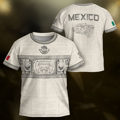 Mexico Kids Soccer Jersey Aztec Art White Youth Football Shirt Toddler Training Kit