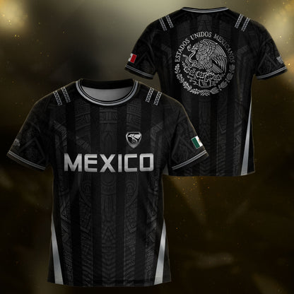 Black Mexico Soccer Jersey Youth Tribal Eagle Football Shirt Premium Sports Top