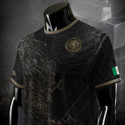 Mexico Aztec Heritage Soccer Jersey 3-Pack Bundle – Black Sunstone Map + Green Gold Eagle + Black Gold Eagle Crest