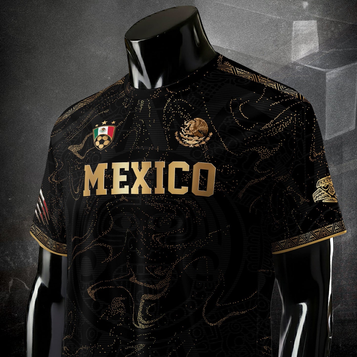 Mexico Black Gold Map Heritage Soccer Jersey