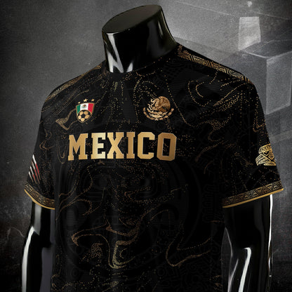 Mexico Black Gold Map Heritage Soccer Jersey