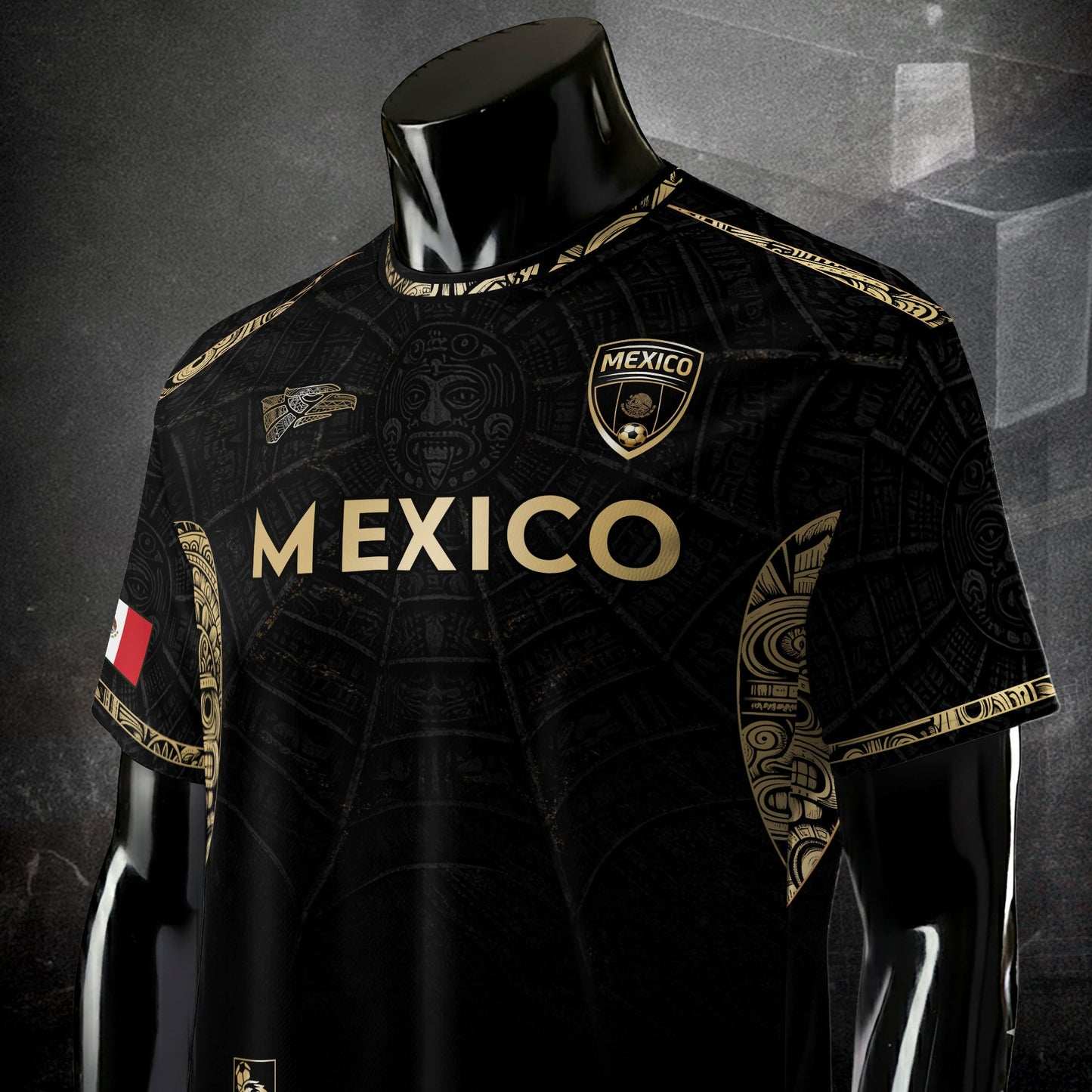 Mexico Black Gold Eagle Heritage Estados Unidos Mexicanos Football Soccer Jersey