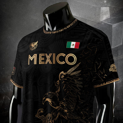 Mexico Black Gold Flag Heritage Estados Unidos Mexicanos National Soccer Jersey