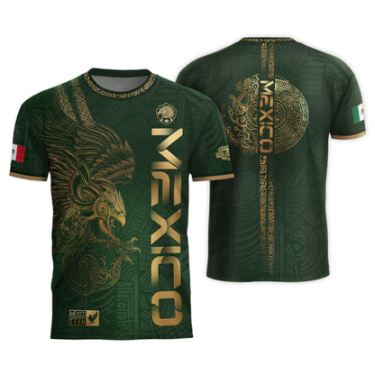 Mexico Green Gold Eagle Aztec Heritage Soccer Jersey Bundle