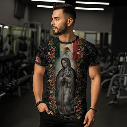 Mexico Flag Guadalupe Aztec Floral Heritage Legacy Pride Shirt