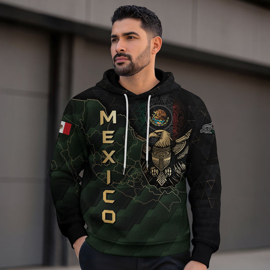 Mexico Eagle Emblem & Map Heritage Design Hoodie