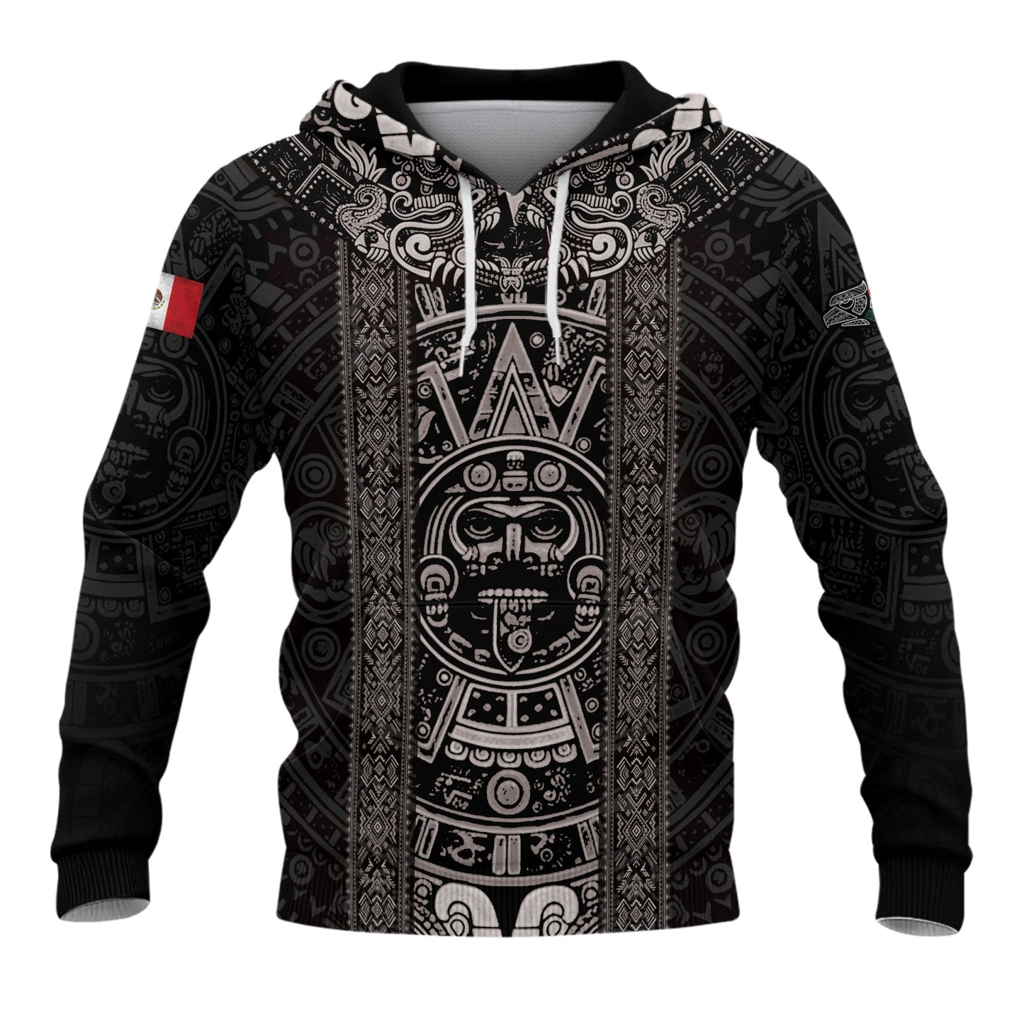 Mexico Aztec Heritage Hoodie 3-Pack Bundle – USA Flag Eagle Pride Unity + Mexico Map Sunstone Flag Warrior + Sunstone Calendar Ancient Symbol