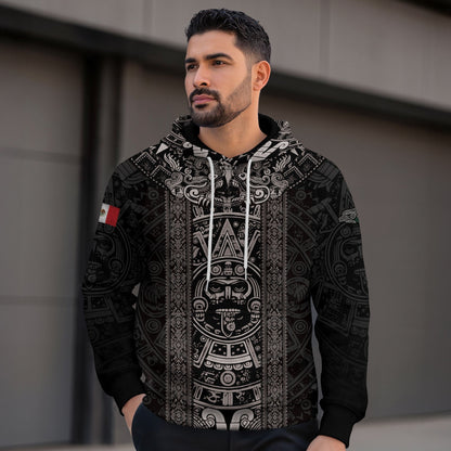 Mexico Aztec Sunstone Calendar Ancient Symbol Heritage Warrior Pride Hoodie