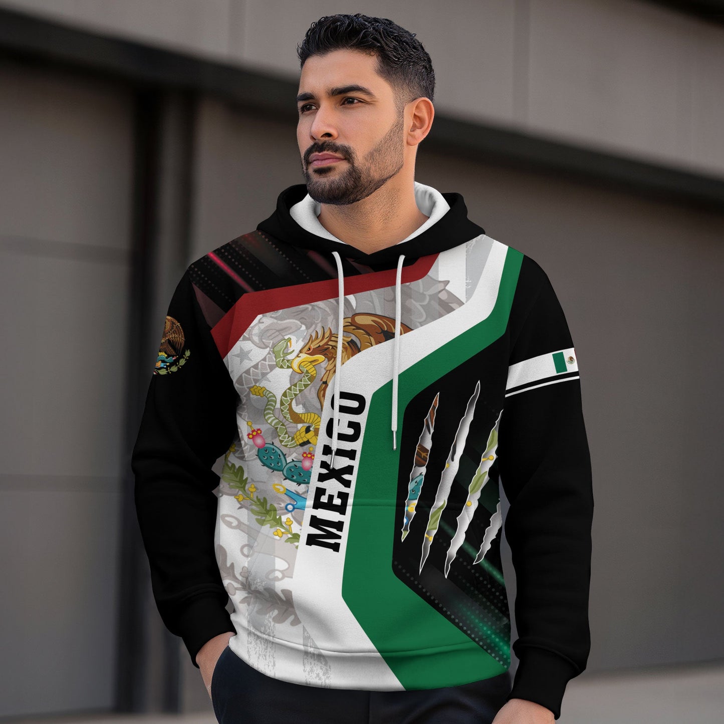 Mexico Pride Black Eagle Snake National Flag Heritage Mens Sudadera De Mexico Hoodie