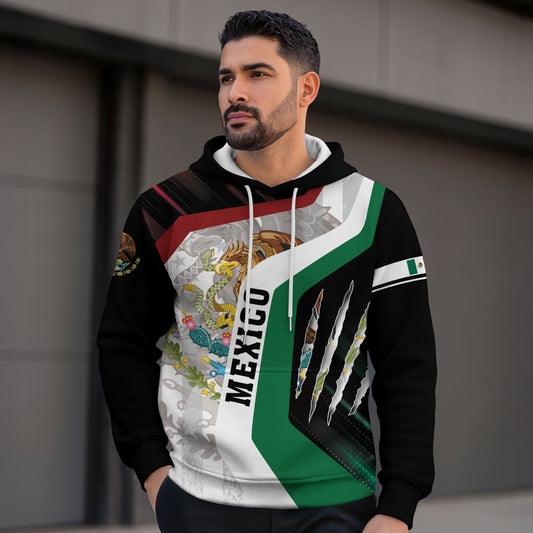 Mexico Pride Black Eagle Snake National Flag Heritage Mens Sudadera De Mexico Hoodie