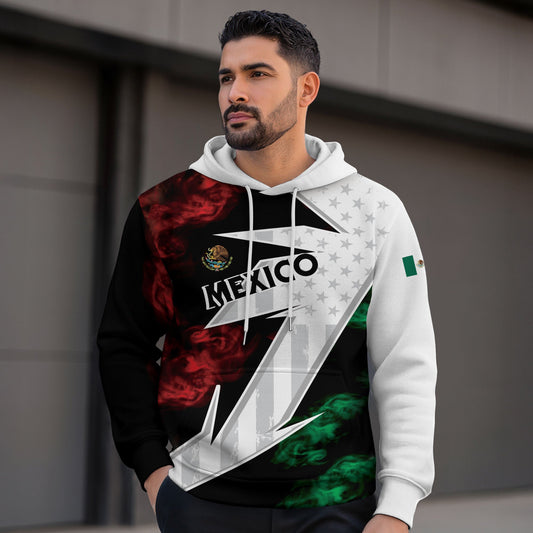 Mexican Black White Lightning Bolt Flag Heritage Mens Sudadera Mexico Hoodie