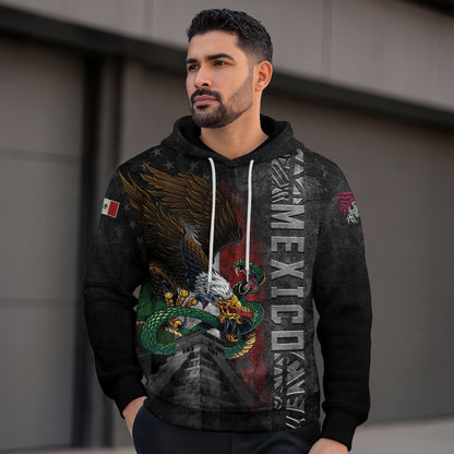 Mexican Warrior Aztec Eagle Snake Pyramid Mens Sudadera De Mexico Hoodie