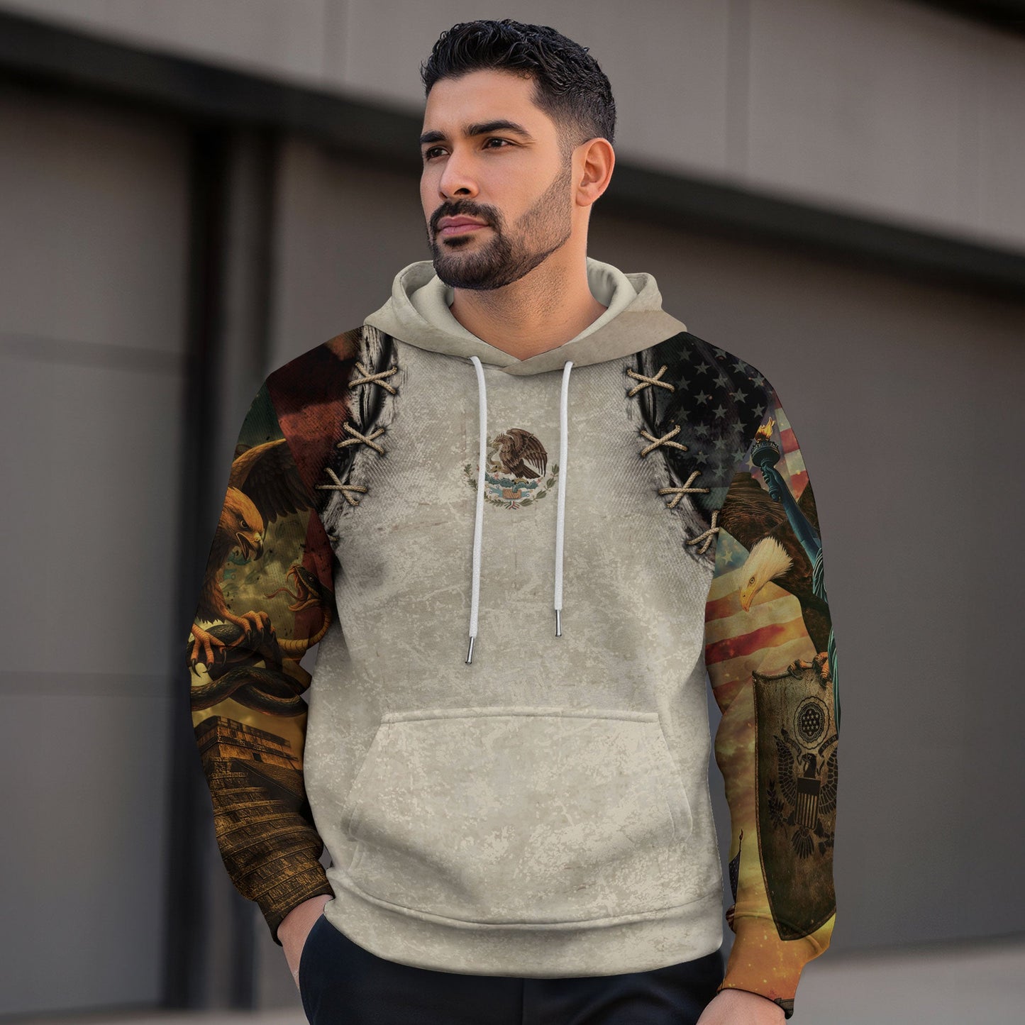 Mexican Eagle Snake Flag Claw Marks Heritage Mens Sudadera De Mexico Hoodie