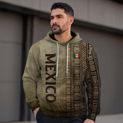Mexican Vintage Vertical Logo Aztec Heritage Mens Sudadera De Mexico Hoodie