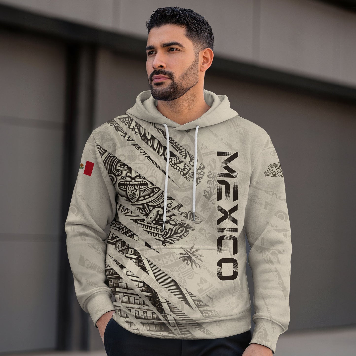 Mexican Aztec Warrior Pyramid Heritage Mens Sudadera De Mexico Logo Hoodie