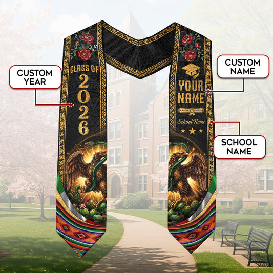 Mexican Graduation Stole 2026 – Custom Mexican Flag Graduation Sash, Mexican Stoles for Graduation