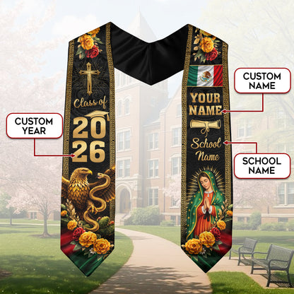 Mexican Graduation Stole 2026 Custom Graduation Sash Personalized Stoles for Graduation Mexico