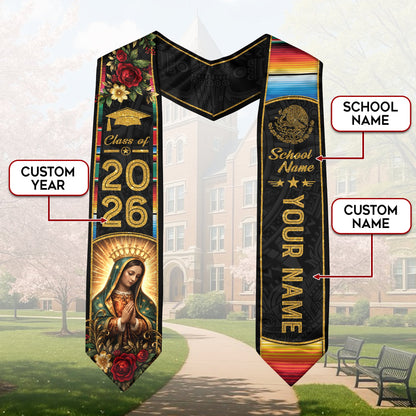 Custom Mexican Graduation Stole 2026 Personalized Mexico Graduation Sash Stoles for Graduation