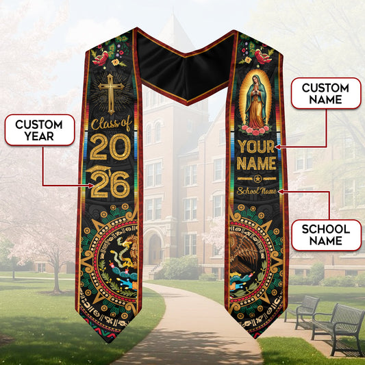 Personalized Mexican Graduation Stole 2026 Custom Mexico Graduation Sash Stoles for Graduation