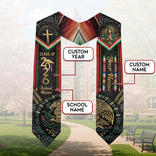 Mexican Style Graduation Stole 2026 Custom Graduation Sash Personalized Stoles for Graduation Mexico