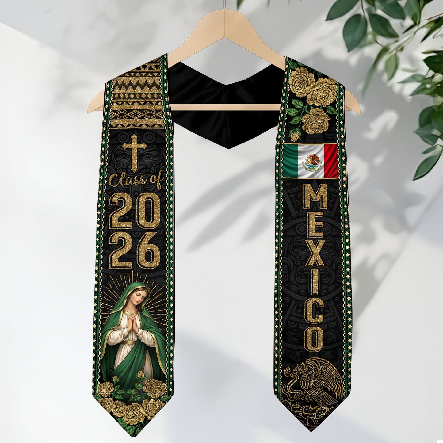 Graduation Stole Mexican Class of 2026 Mexican American Flag Sash for 2026 Graduation