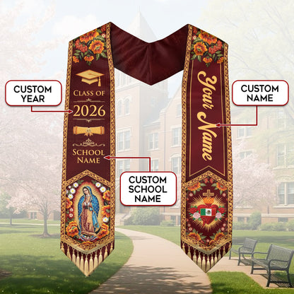 Custom Mexico Graduation Stole 2026 Personalized Name Sacred Heart Heritage Sash
