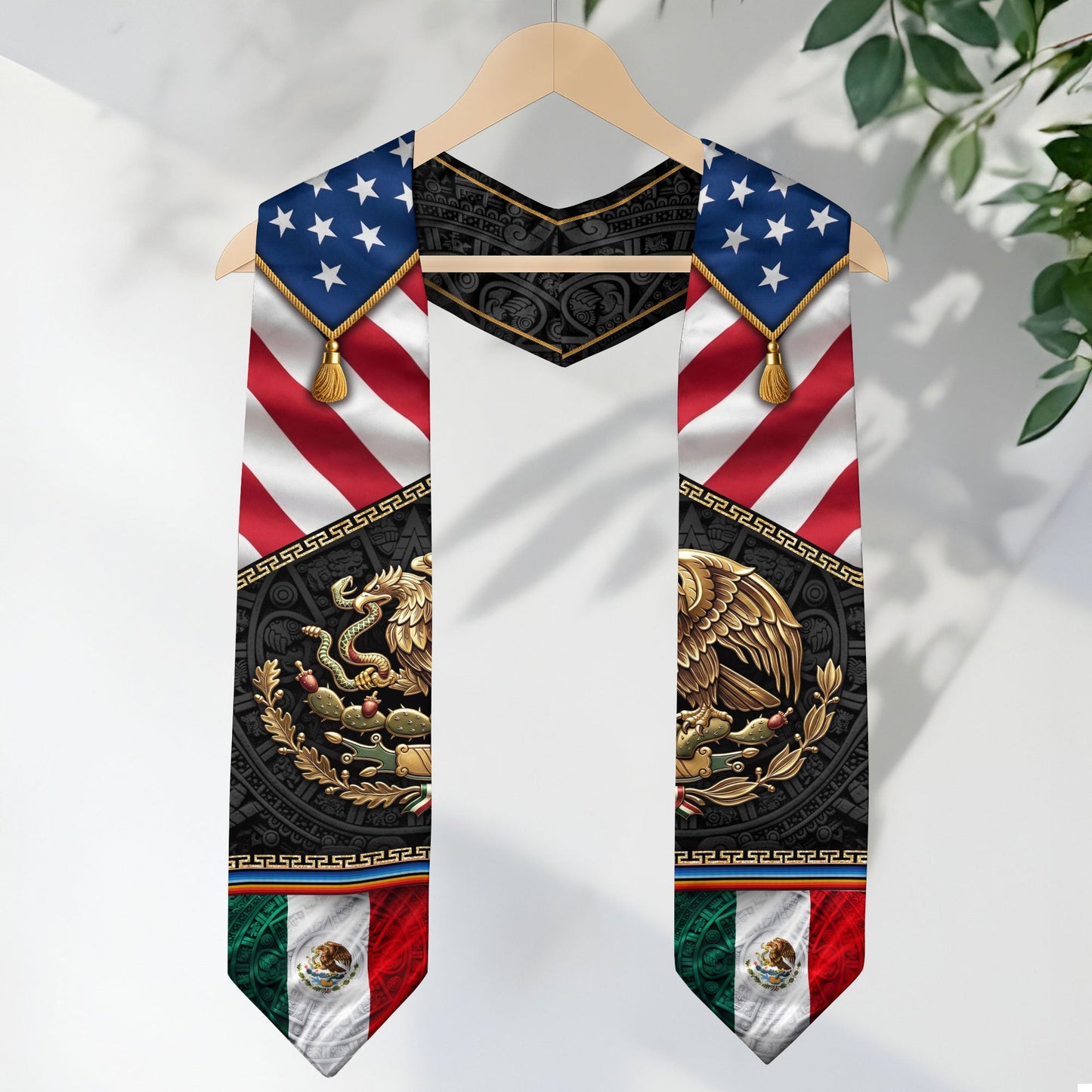 Mexican American Graduation Stole - Aztec Eagle Heritage Sash Gift