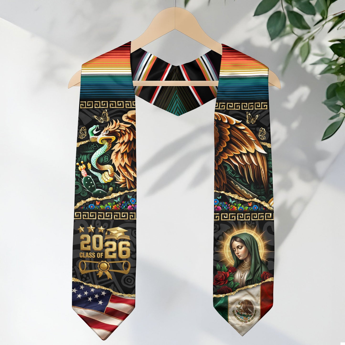 Mexican Graduation Stole 2026, Graduation Sash Mexico, Eagle Serpent Mexican Flag Stole, Mexico Graduation Sash
