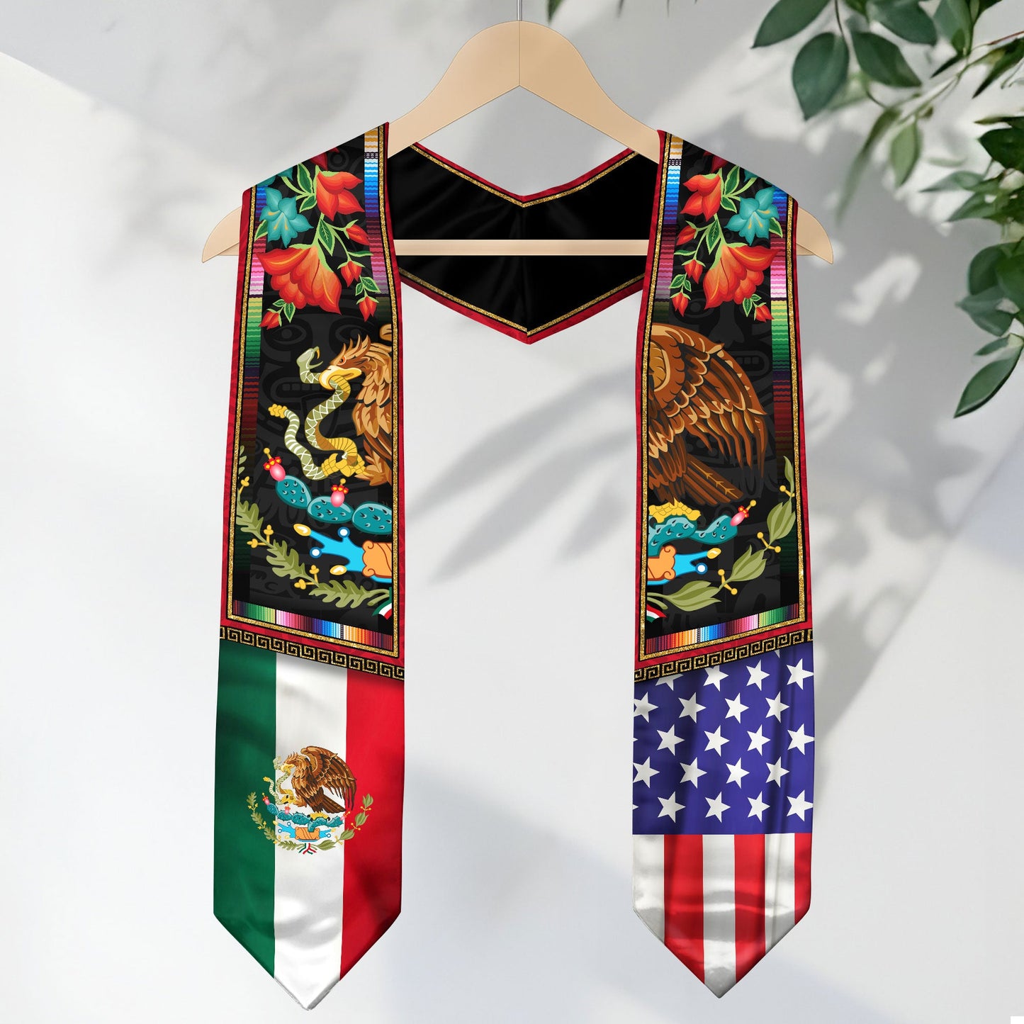 Mexican American Graduation Stole - Eagle Serpent Flag Sash Cultural Pride