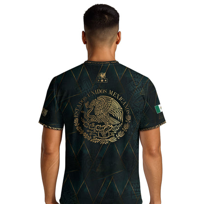 Mexico Heritage Dark Green Gold Vintage Tribal Aztec National Soccer Jersey