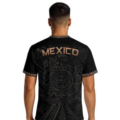 Mexico Heritage Orgullo Mexicano Black Aztec Pyramid Calendar Vintage Soccer Jersey