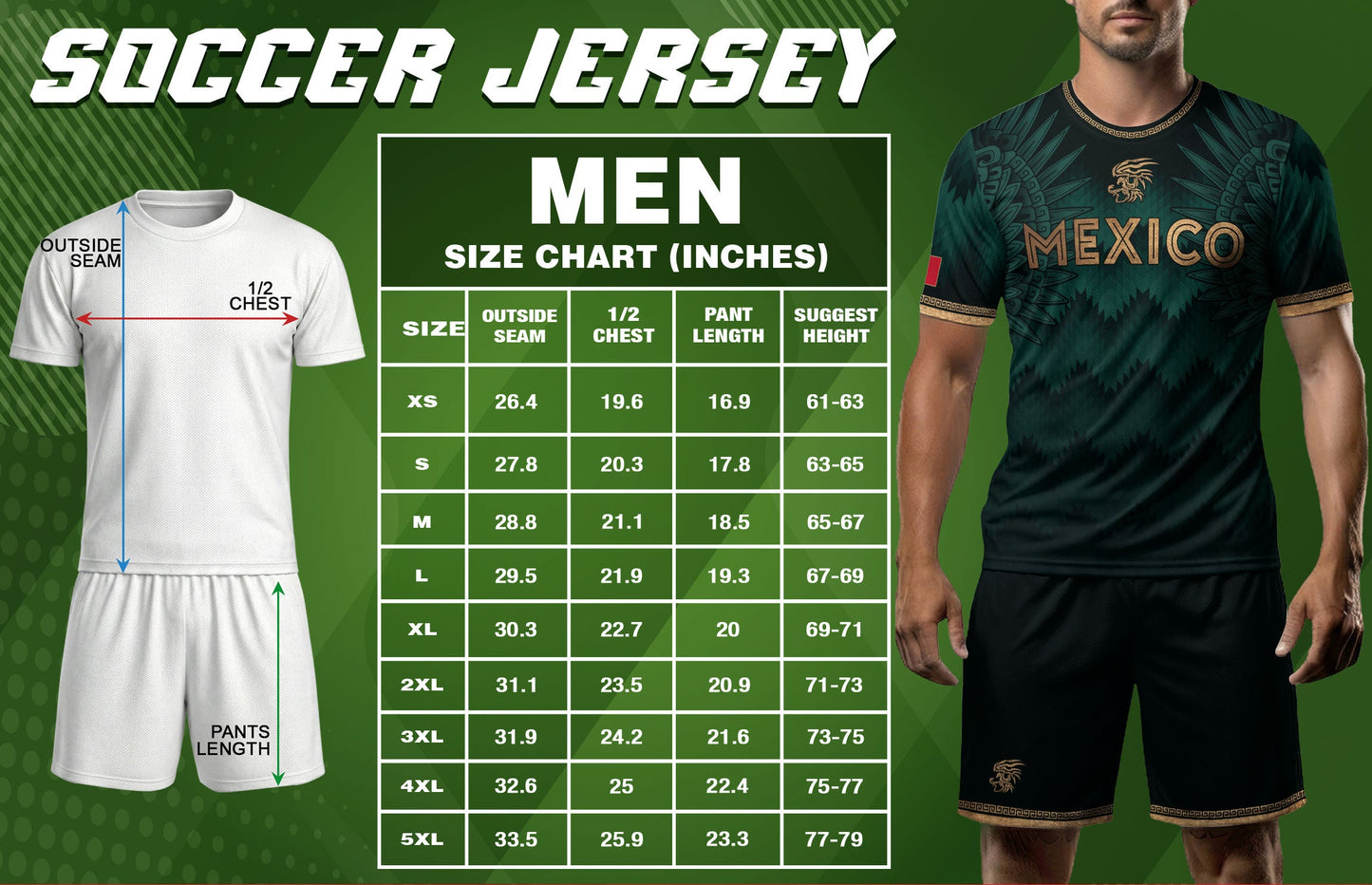Mexico Coat of Arms Green Gold Aztec Ziczac Pattern Wing Graphic Heritage Soccer Jersey