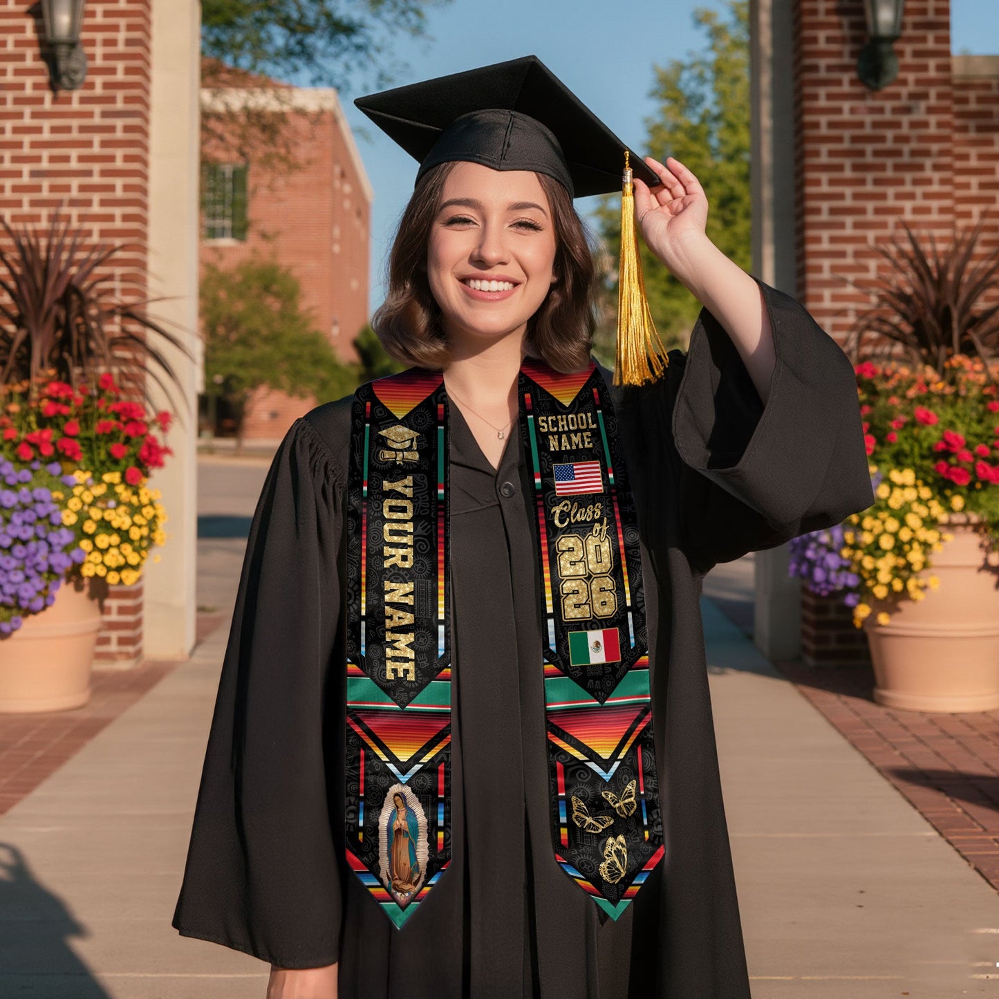 Mexican Graduation Stole 2026, Custom Mexico Sash, Personalized Graduate