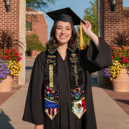 Mexico Stole 2026 Custom, Mexican Graduation Sash, Personalized Graduate