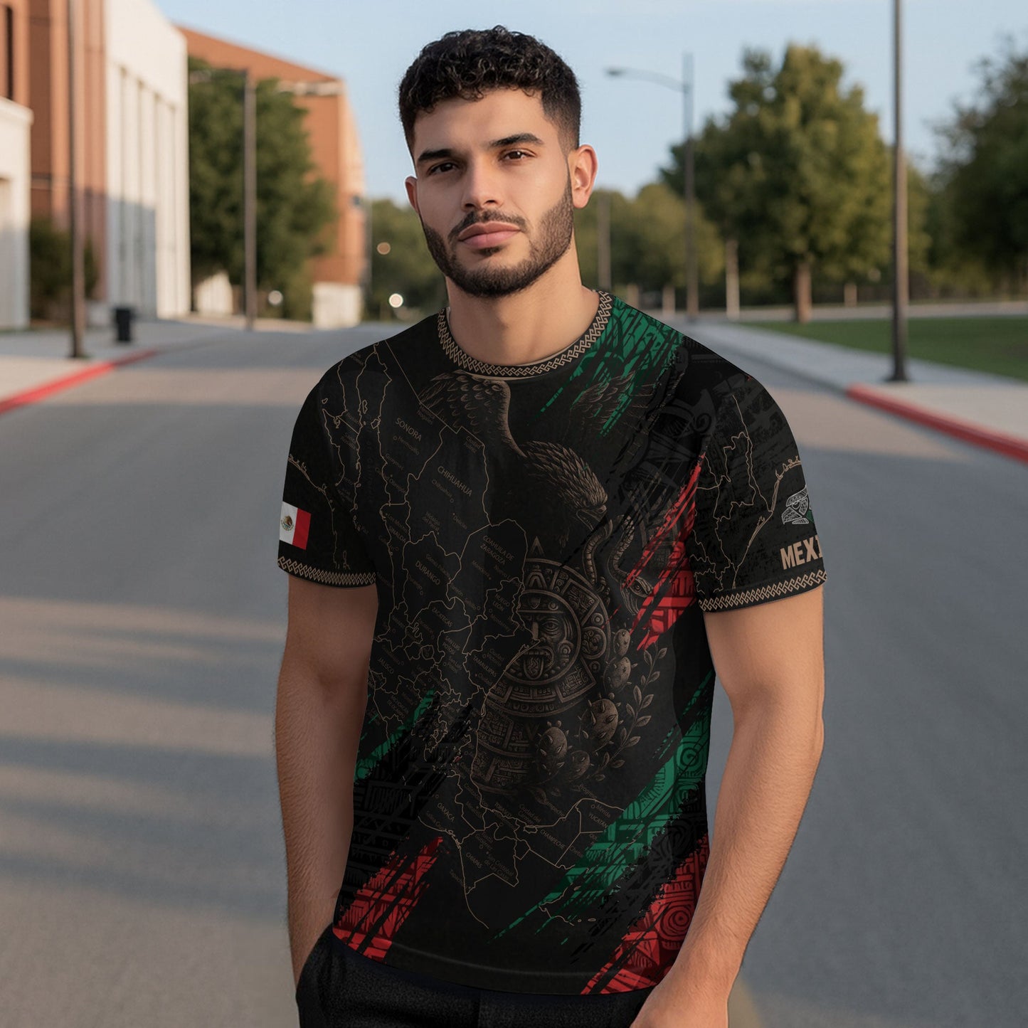 Aztec Eagle Mexico Map Heritage Pride Black Warrior Shirt
