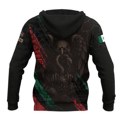 Mexico Aztec Heritage Hoodie 3-Pack Bundle – USA Flag Eagle Pride Unity + Mexico Map Sunstone Flag Warrior + Sunstone Calendar Ancient Symbol