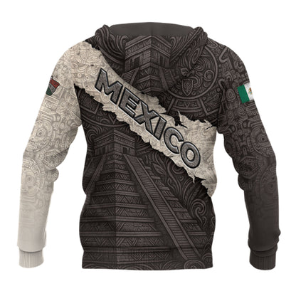 Mexico Eagle Serpent Aztec Heritage Hoodie 2-Pack Bundle – Pyramid Stone Pattern Warrior + Mexico Flag National Pride