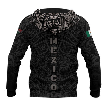 Mexico Aztec Heritage Hoodie 2-Pack Bundle – USA Flag Eagle Pride Unity + Sunstone Calendar Ancient Symbol Warrior