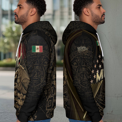 Mexico Eagle Aztec Tribal Pattern Cultural Heritage Mens Hoodie