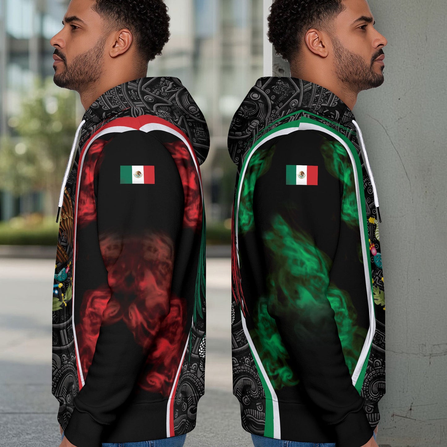 Mexican Black Aztec Calendar Eagle Flag Mens Sudadera De Mexico Hoodie