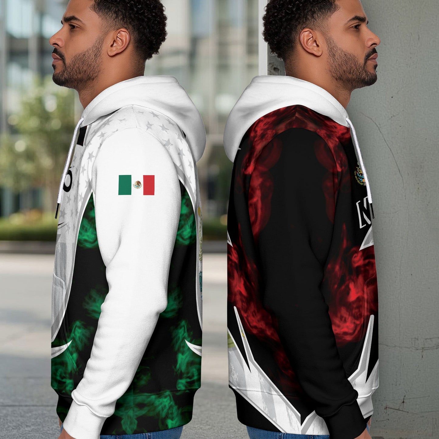 Mexican Black White Lightning Bolt Flag Heritage Mens Sudadera Mexico Hoodie