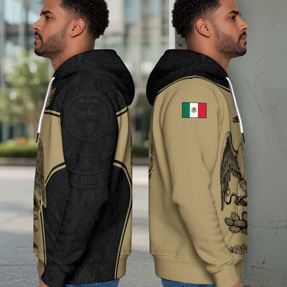 Mexico Spirit Gold Black Warrior Pride Aztec Graphic Hoodie