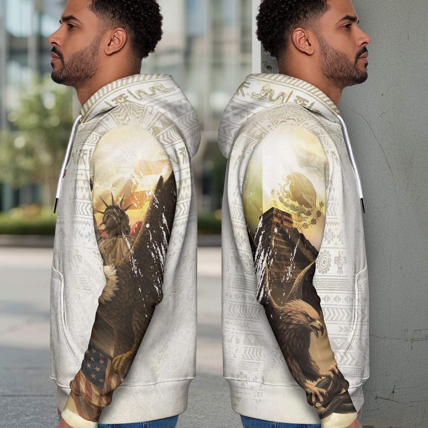 Mexican Eagle Liberty Flag Dual Heritage Mens Sudadera De Mexico Hoodie