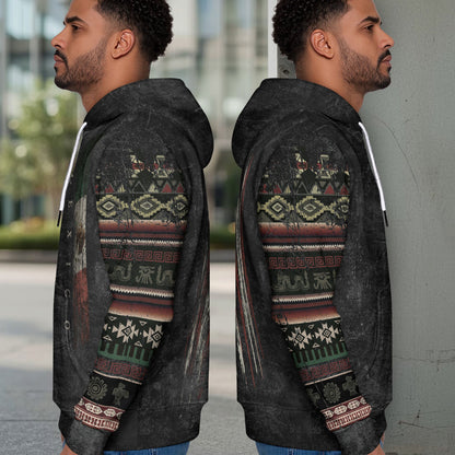 Mexican American Flag Distressed Tribal Pattern Heritage Mens Sudadera Hoodie