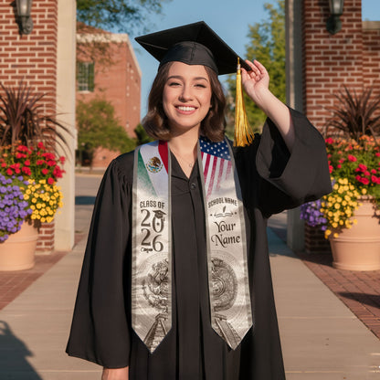 TEST BUNDLE - Mexican Graduation Stole Aztec Calendar Pyramid Eagle USA Mexico Flag Custom Sash (Copy)