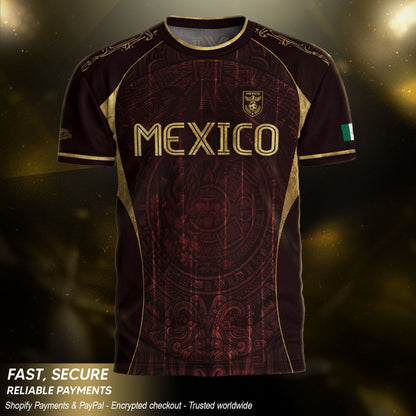 Mexico National Heritage Soccer Jersey Red Gold, Timeless Pride and Tradition