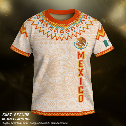 Beige Mexico Soccer Jersey Kids Set Aztec Calendar Mexican Youth Football Shirt Shorts