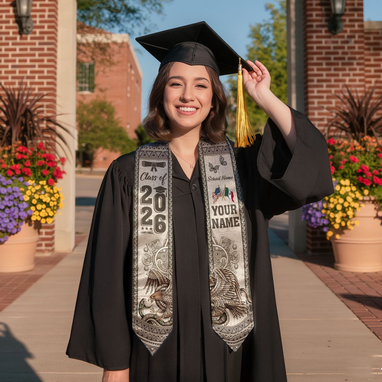 Mexican Graduation Stole 2026 Custom Mexican Graduation Sash, Mexican Flag Graduation Stole